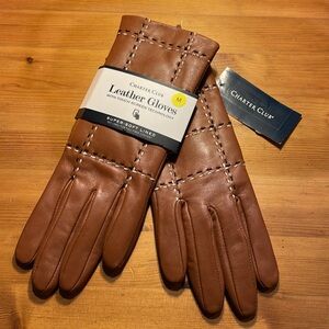 Charter Club Leather Gloves w/Touch Screen Technology Saddle. NWT Medium